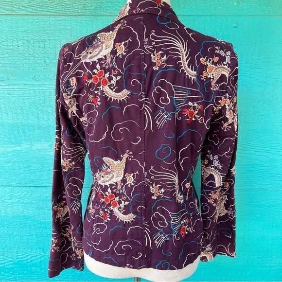 JOHNNY WAS VINTAGE PURPLE DRAGON BLAZER JACKET WITH POCKETS SIZE MEDIUM EUC - Picture 3 of 9